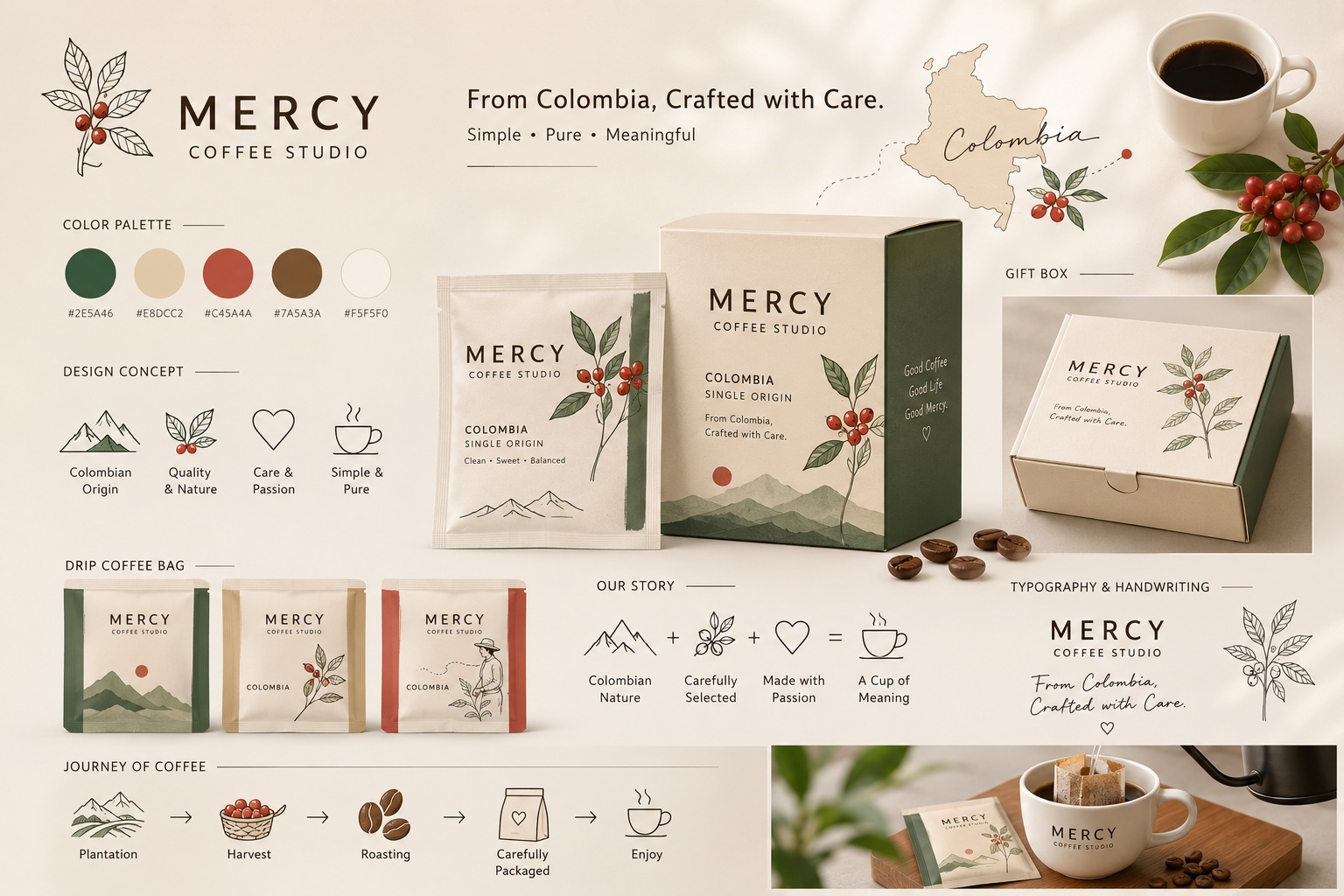 Products Mercy Coffee Studio Colombian coffee products and packaging design
